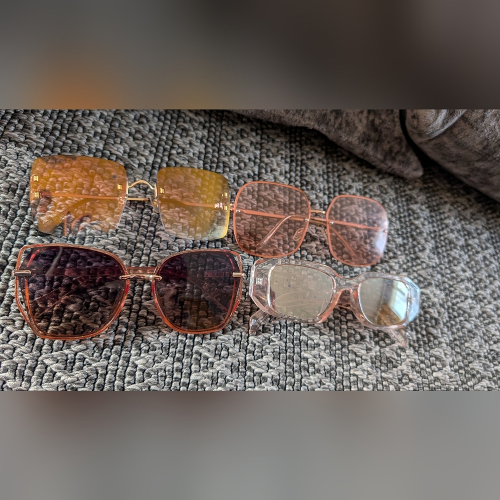Women's Pink and Brown Fashion Sunglasses - Clear and Tinted Lenses